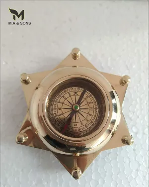 1 Year Warranty Star New Look Solid Brass Compass 5 Inch, Navigation Tool, Vintage Style