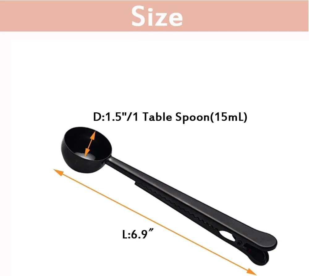 10 Pakcs scoop and clip 2 in 1 Stainless Steel 1 tbsp Ground Measuring Spoon with Bag Clip for Coffee Tea