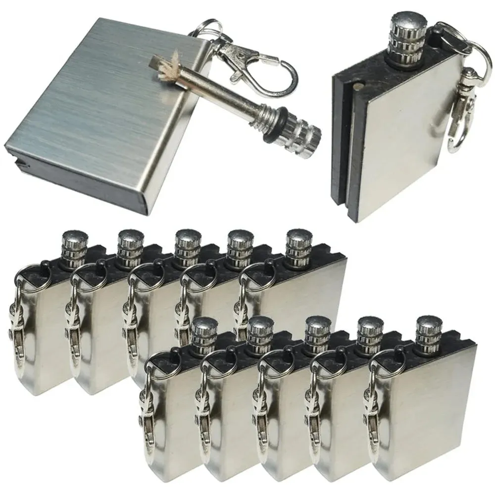 12 Pieces Metal Permanent Match Fire Starter Keychain Set