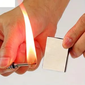 12 Pieces Metal Permanent Match Fire Starter Keychain Set