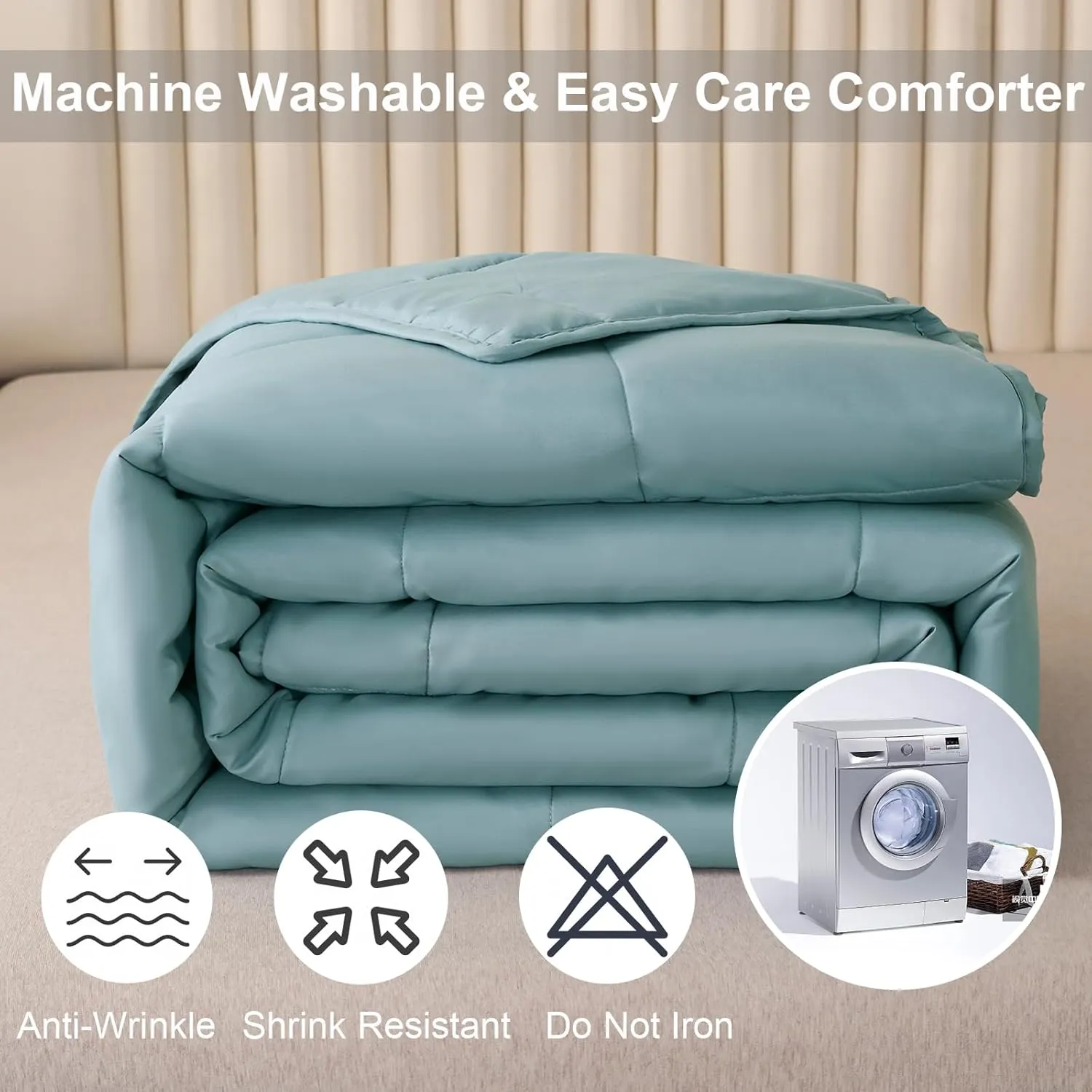 128x120 Oversized King Plus Comforter, Winter Warm Extra Large King Size Quilts 3 Pieces Lightweight Reversible Down Alternative Comforter for All Season with 8 Corner Tabs -Ice Blue