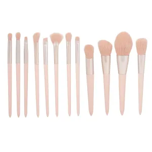 12pcs Makeup Brush Set, Cosmetic Brush Set with Soft Fiber Hair, Loose Powder Blush Eyebrow Eyeshadow Brush, Wooden Handle for Makeup Artist, Women, Novice, Travel, Home Use