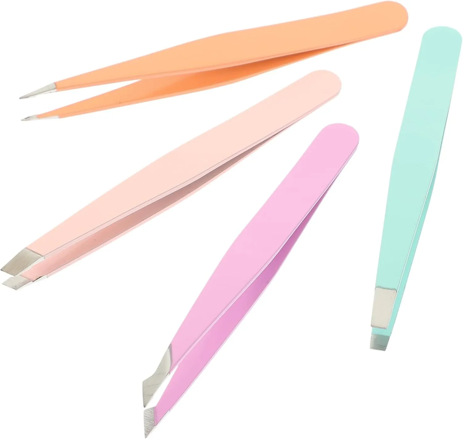 12pcs Stainless Steel Eyebrow Tweezers Flat Pointed Straight Tips Clamps for Makeup Travel-friendly Eyebrow Grooming Tools Lightweight and Portable