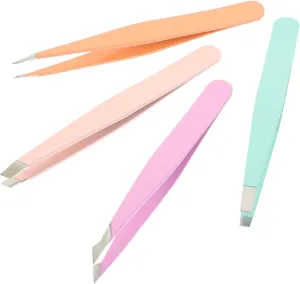 12pcs Stainless Steel Eyebrow Tweezers Flat Pointed Straight Tips Clamps for Makeup Travel-friendly Eyebrow Grooming Tools Lightweight and Portable