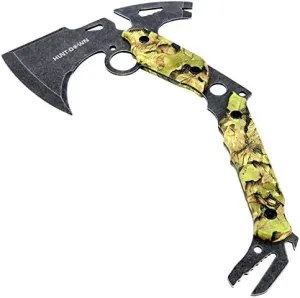 13" Hunting Survival Axe with Sheath - Green Camo Color Handle