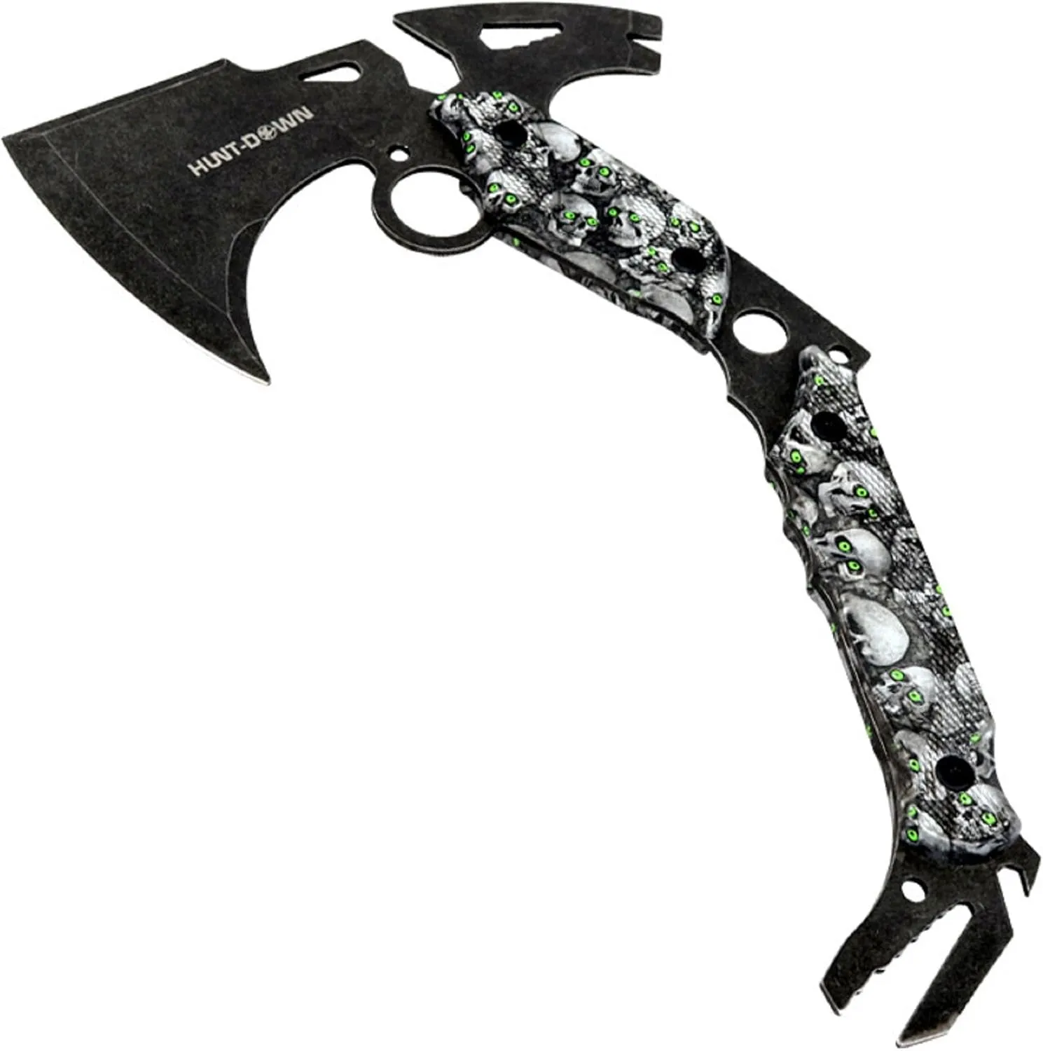 13" Hunting Survival Axe with Sheath - Skulls Pattern Handle