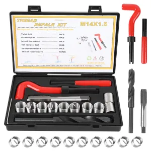 15 Pcs Thread Inserts M14x1.5 Female Thread Repairing Accessory Assortment Kit Drill Helicoil Repair Kit Applicable to High Voltage Switchgear, Microwave Communication