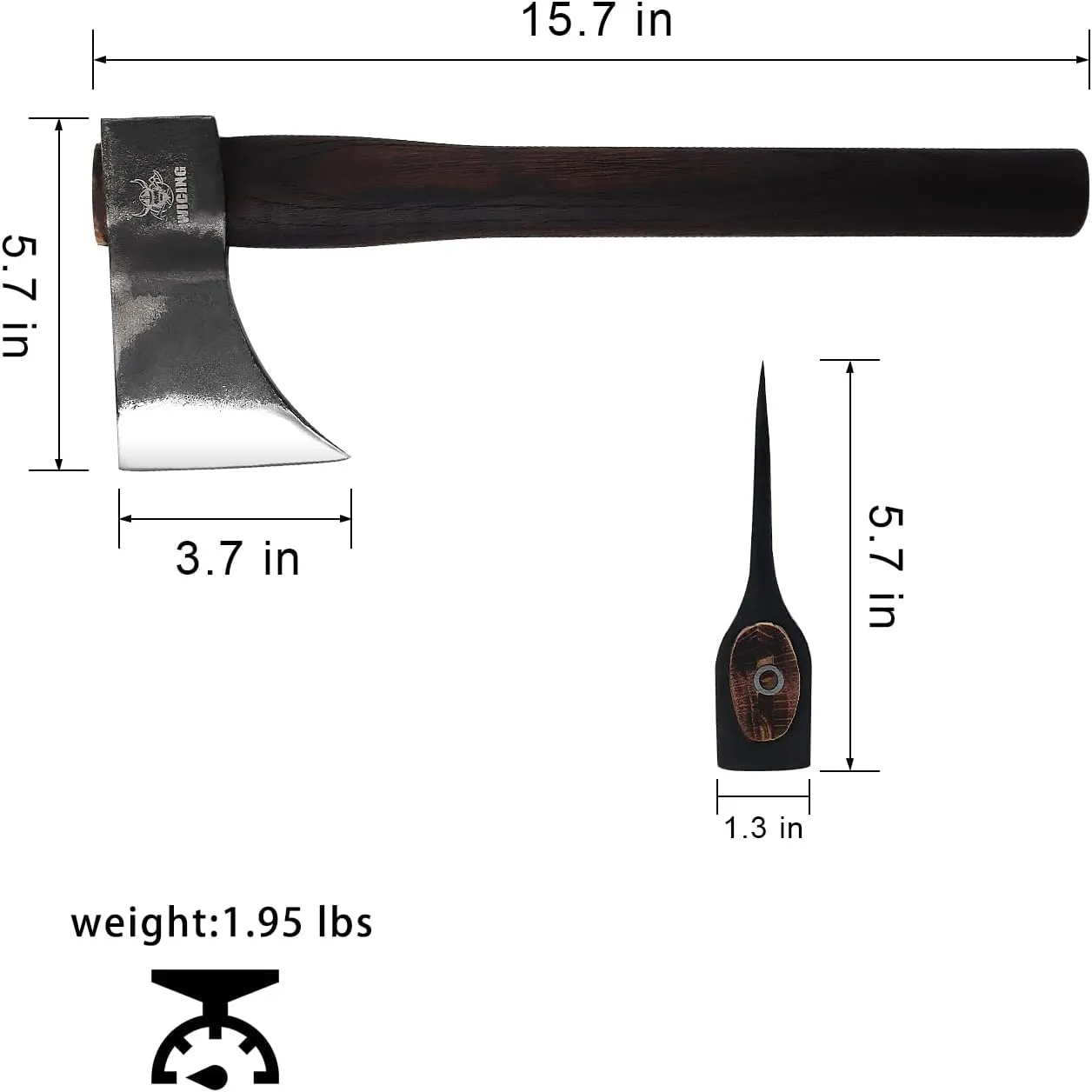 15.7" Competition Axes, 1065 Manganese Steel Throwing Hatchet Beech Wood Handle for Axe Throwing - 3 Pack