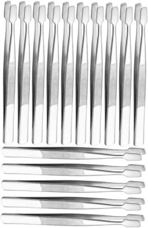 15pcs Stainless Steel Eyelash Tweezers Precision Tools for False Lashes Eyebrow Grooming and Crafting for Makeup Application and Art Projects
