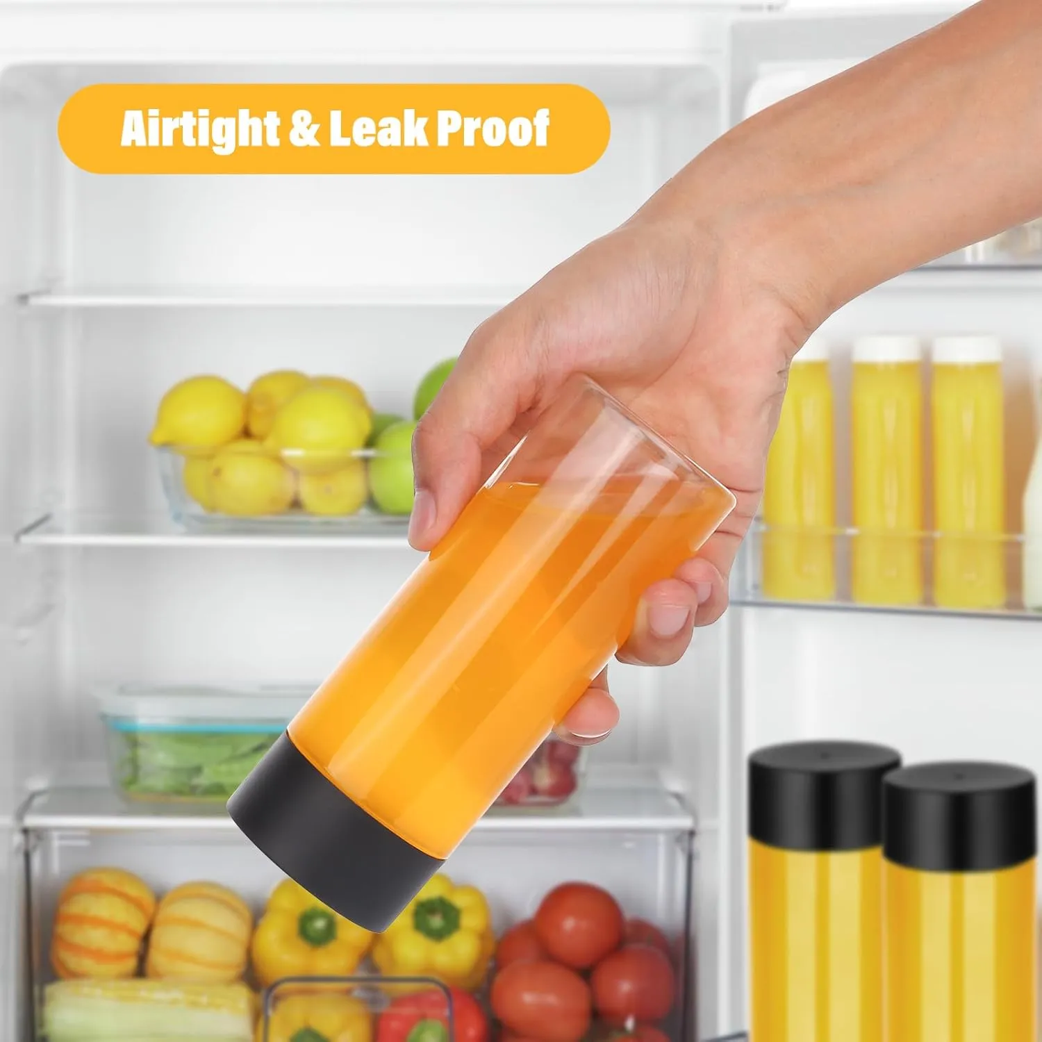 16 Pcs Clear Plastic Bottles Empty Sensory Bottles with Caps, PET Plastic Juice Bottles Reusable Bulk Leakproof Drink Containers Clear Water Bottle for Juice Milk (Black Lid, 10 oz/ 300 ml)