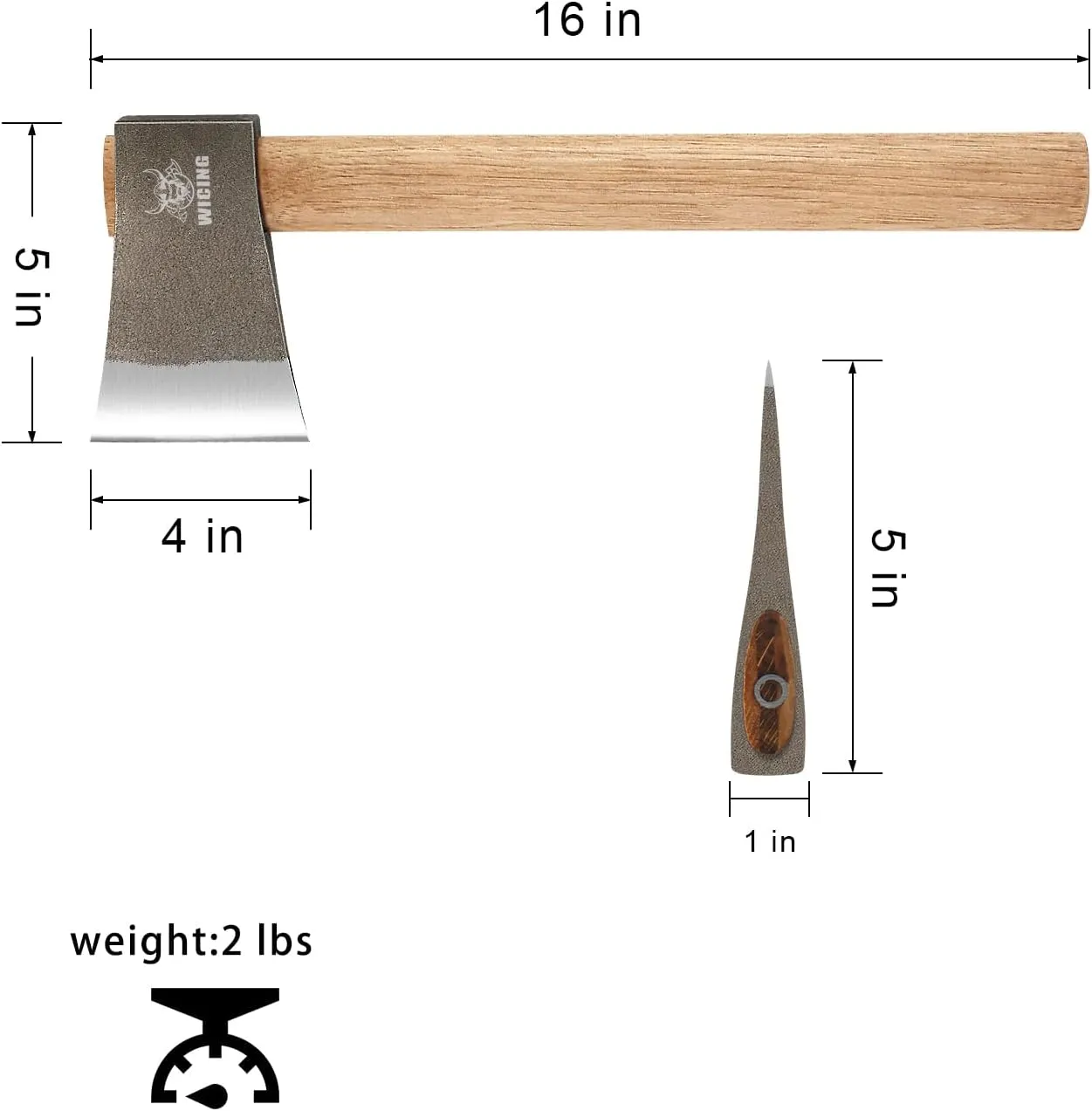 16" Throwing Axes for Axe Throwing Competitions, 1065 High Manganese Steel and Hickory Wood Handle Throwing Hatchet with Nylon Sheath - 1 Pack
