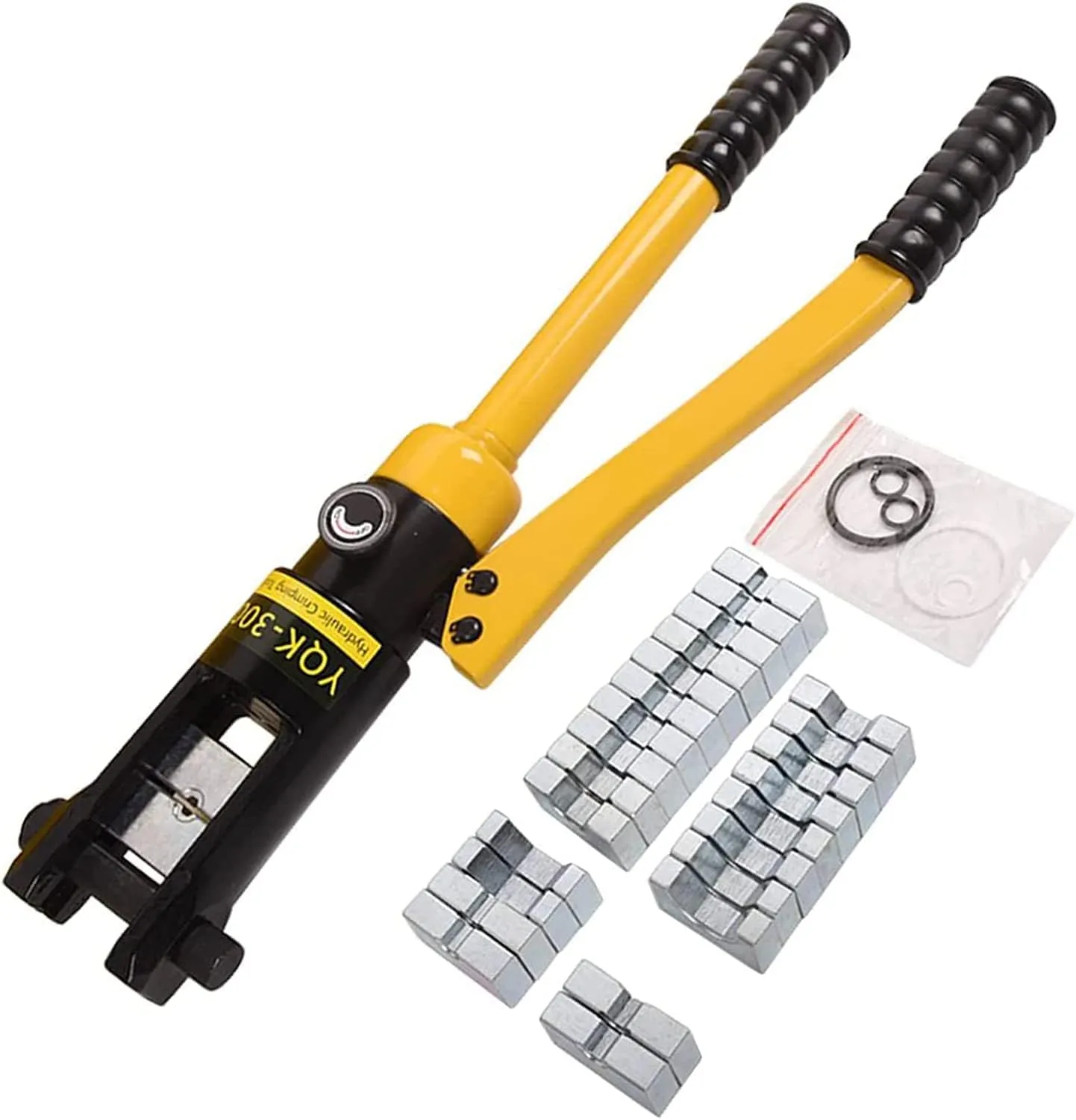 16T Hydraulic Crimping Tool 8 AWG to 600 MCM Battery Cable Crimping Tool 0.87 inch Stroke Hydraulic Lug Crimper Electrical Terminal Crimper with 13 Pairs of Dies