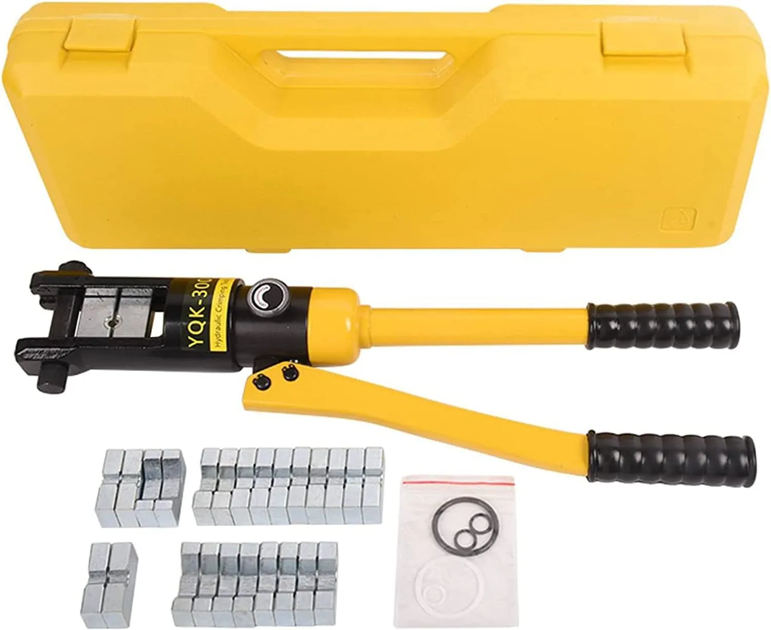16T Hydraulic Crimping Tool 8 AWG to 600 MCM Battery Cable Crimping Tool 0.87 inch Stroke Hydraulic Lug Crimper Electrical Terminal Crimper with 13 Pairs of Dies