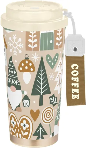 17 oz Coffee Cups Tavel Tumblers with Lids Cute Scandinavian Pok é Mon Insulated Stainless Steel Tumbler Coffee Mug Powder Coated Tumbler Cup for Hot and Cold Drinks Beige