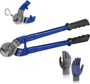 18” Heavy Duty Wire Rope Cutter,Steel Wire Cutters w/Ergonomic Handle Design, Hardened Cable Cutter Cuts Up to 5/16" for Wire rope, Stainless Steel Wire, Copper and Aluminium Cables