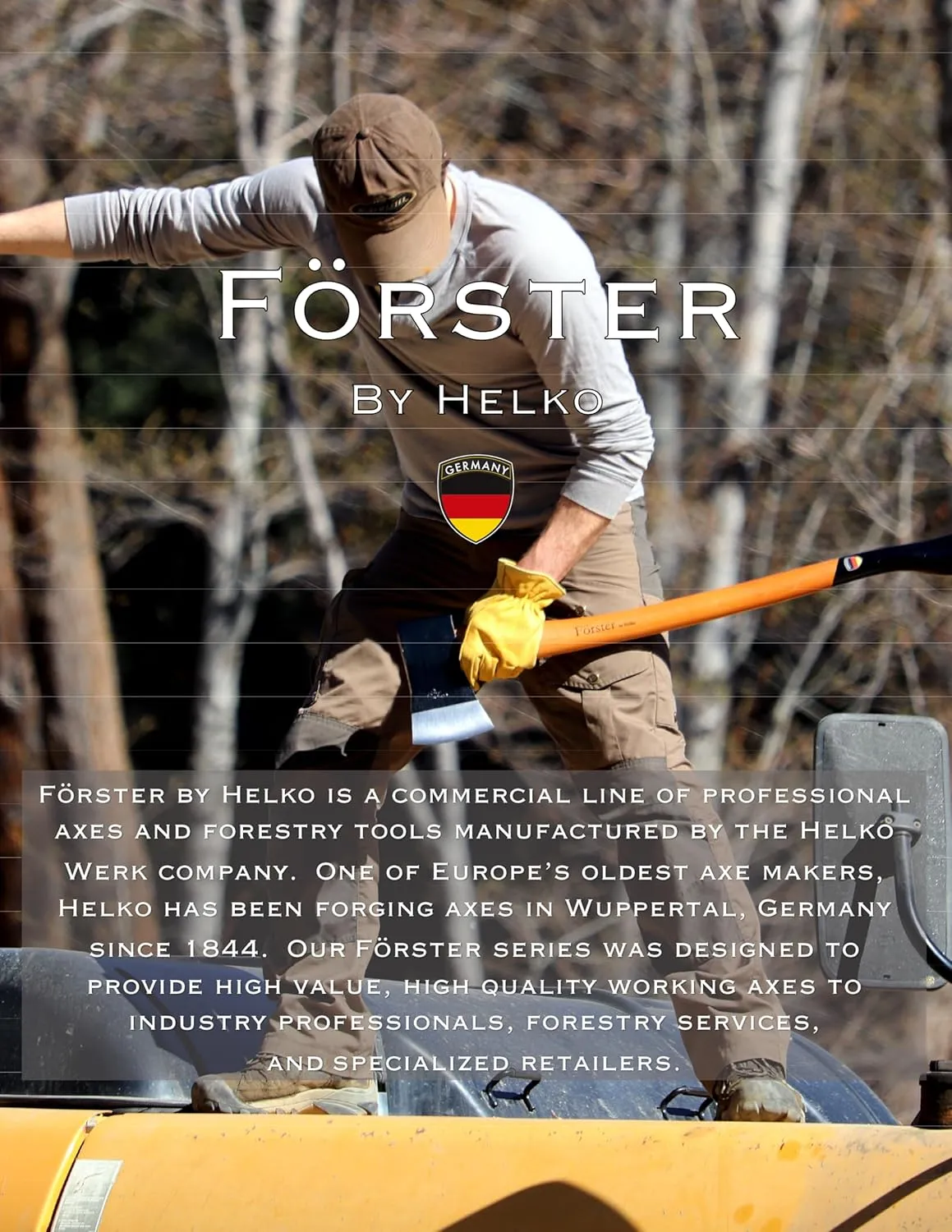 1844 Helko Werk Germany - Förster Professional Medium Felling Axe for Felling Trees and Firewood - Head 3.5 lb, Handle 31 in (Medium Felling) #10456