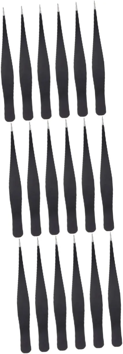 18pcs Eyelash Tweezers Stainless Steel Straight Tweezers for Eyelash Grafting Ergonomic Design Durable Beauty Tools for Makeup Application and Travel