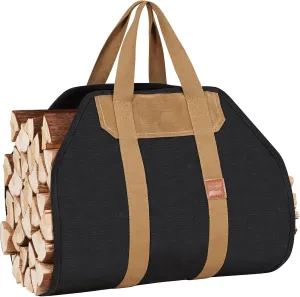 1MORE Firewood Carrier - Wood Carrier for Firewood,Log Carrier for Firewood Tote Bag, 40"X19" Canvas Firewood Carrier, Water Resistant Log Tote Wood Carrying Bag With Handles,Fireplace Tools. Black