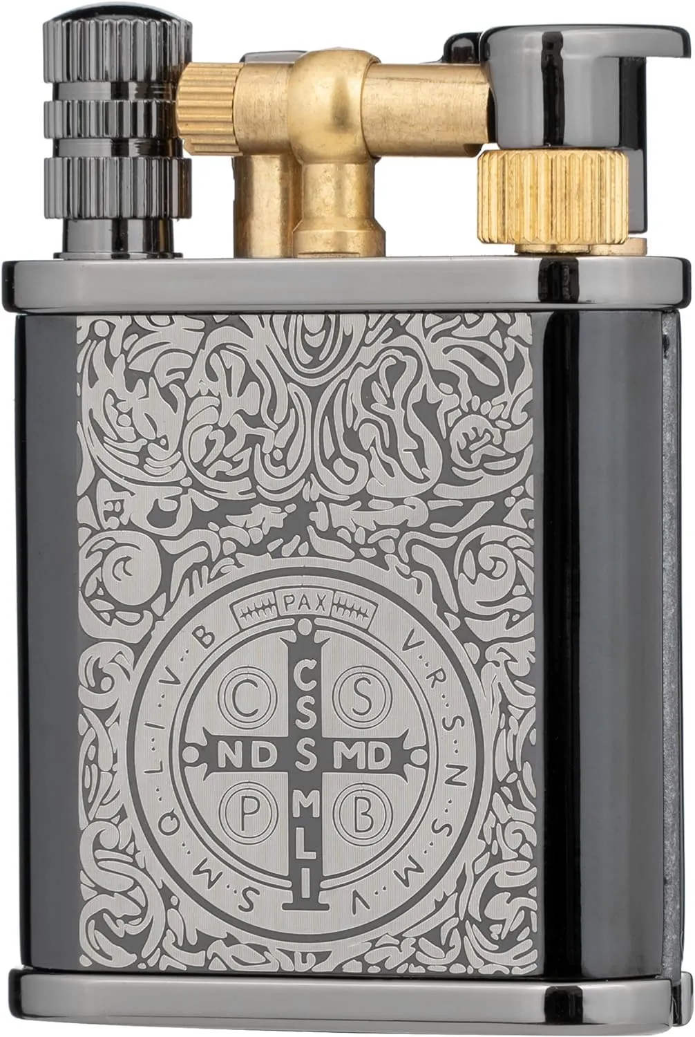 2 in 1 Lighter Permanent Match Antique Style Lift Arm Kerosene Lighter with Permanent Match (Black Ice Constantine)