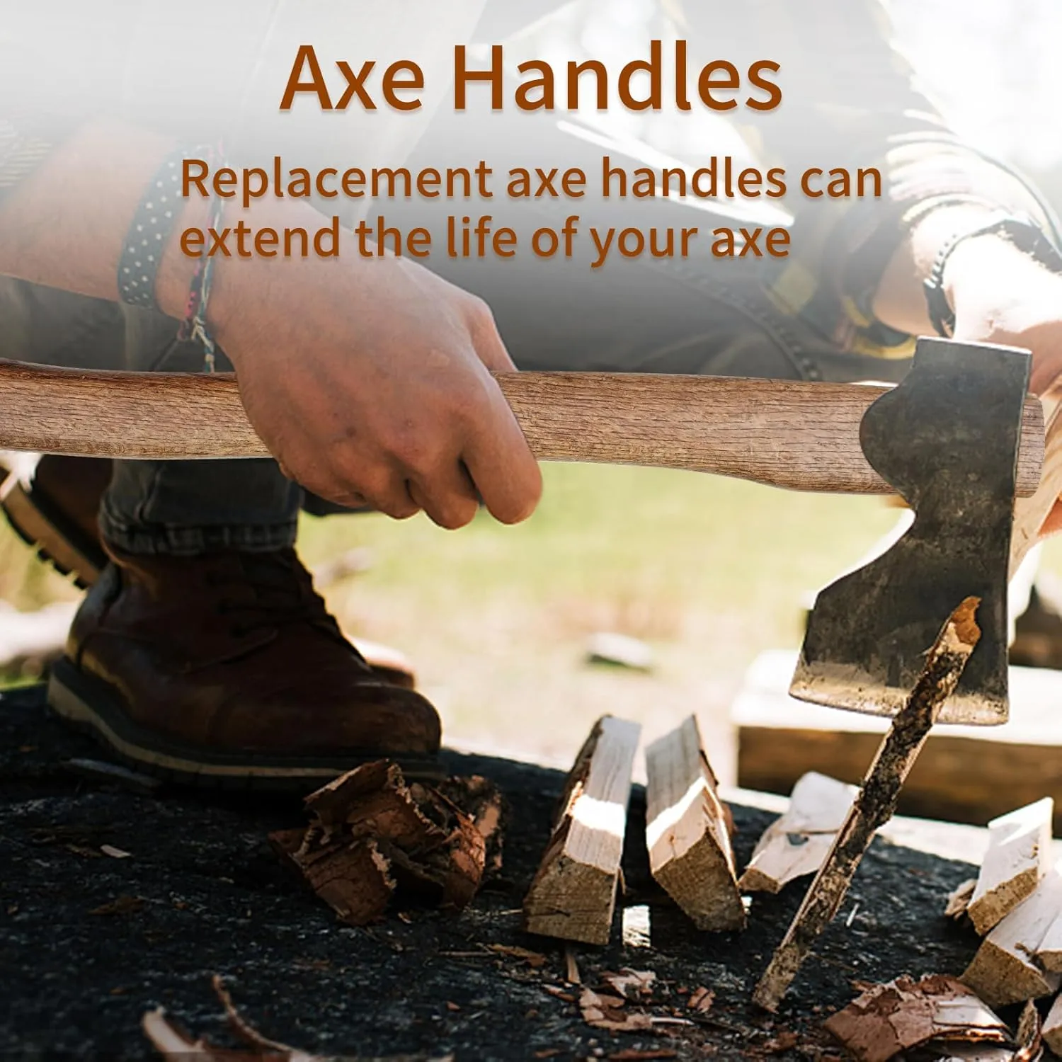 2-Pack Axe Handle Replacement, 17in 23.6in Hatchet Handle Replacement, Wood Replacement Handle for Axe Pick Axe