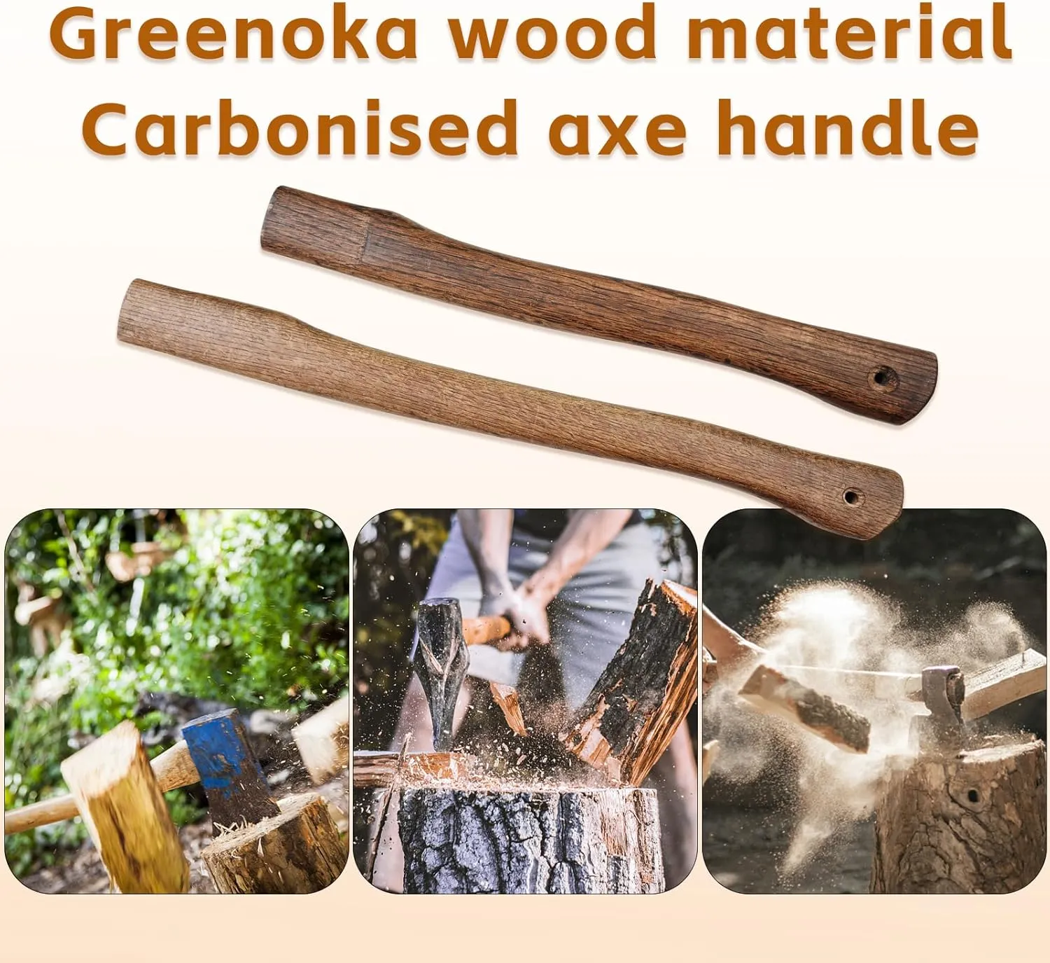 2-Pack Axe Handle Replacement, 17in 23.6in Hatchet Handle Replacement, Wood Replacement Handle for Axe Pick Axe