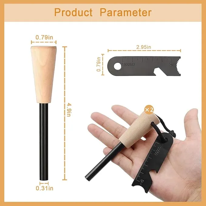 2 Pack Fire Starter Survival Tool, Flint and Steel with Ferro Rods Fire Starters for Campfires,Fire Steel with Paracord and Whistle for Camping, Hiking, Hunting, Emergency Rescue