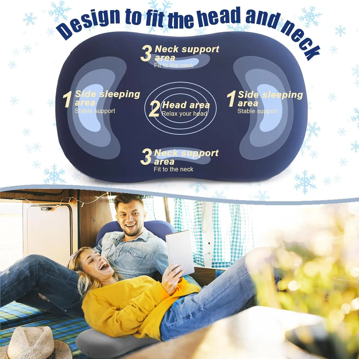 2 Pack Memory Foam Travel Pillow Camping Pillow Medium Firm Bed Pillows for Sleeping Cooling Small Pillow for Camp,Plane,Backpacking,Trip,Cool & Breathable Cover (2, Blue)