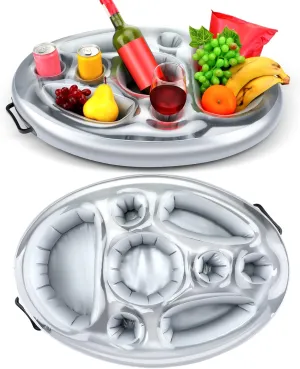 2 Pcs Pool Drink Holder Floats Inflatable Floating Drink Holder Pool Floats Bar Floating Pool Tray for Food and Drinks Beer Wine Fun Drink Float for Swimming Pool Party Beach Accessories
