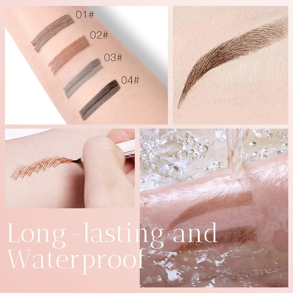 2 PCS Waterproof Brow Pencil with Micro-Fork Tip,Upgrade 3D Magic Eyebrow Pencil 4-Head Split Waterproof Long-lasting,Fine Stroke Eyebrow Pen Makeup Eyebrow Pencils Stay on All Day (Dark Brown)