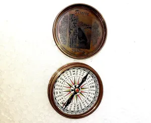 2.05 inch Solid Brass Poem Magnetic Compass Size 1.05 inch Approx. Colors Brown Antique