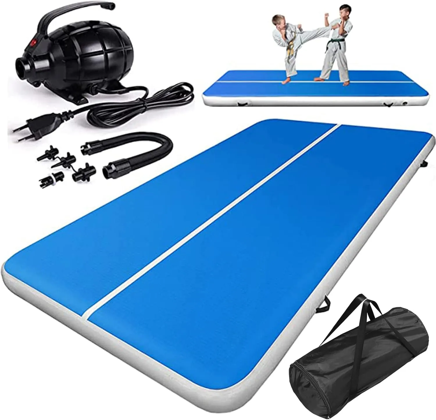 20FTx6.6FTx 8INCH Air Gymnastics Track MatThickness, Gymnastics Tumbling Air Mat Inflatable Tumble Track, for Tumble/Gym/Training/Yoga/Exercise/Cheerleading/Water, with Electric Air Pump