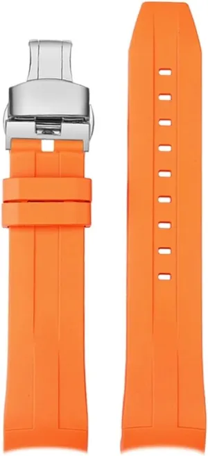 21mm 22mm Compatible with 1853 Starfish Diving Rubber Strap T120 Curved End Silicone Strap T120417A Series Bracelet for Men(Orange Silver,22mm)