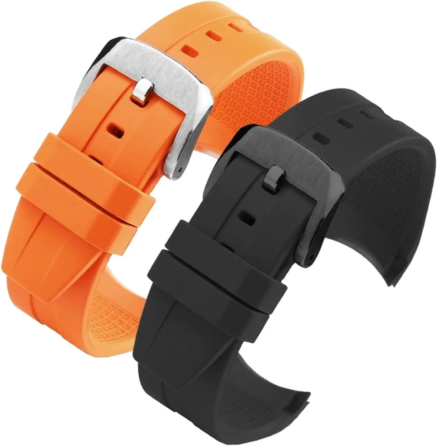 21mm 22mm Compatible with 1853 Starfish Diving Rubber Strap T120 Curved End Silicone Strap T120417A Series Bracelet for Men(Orange Silver,22mm)