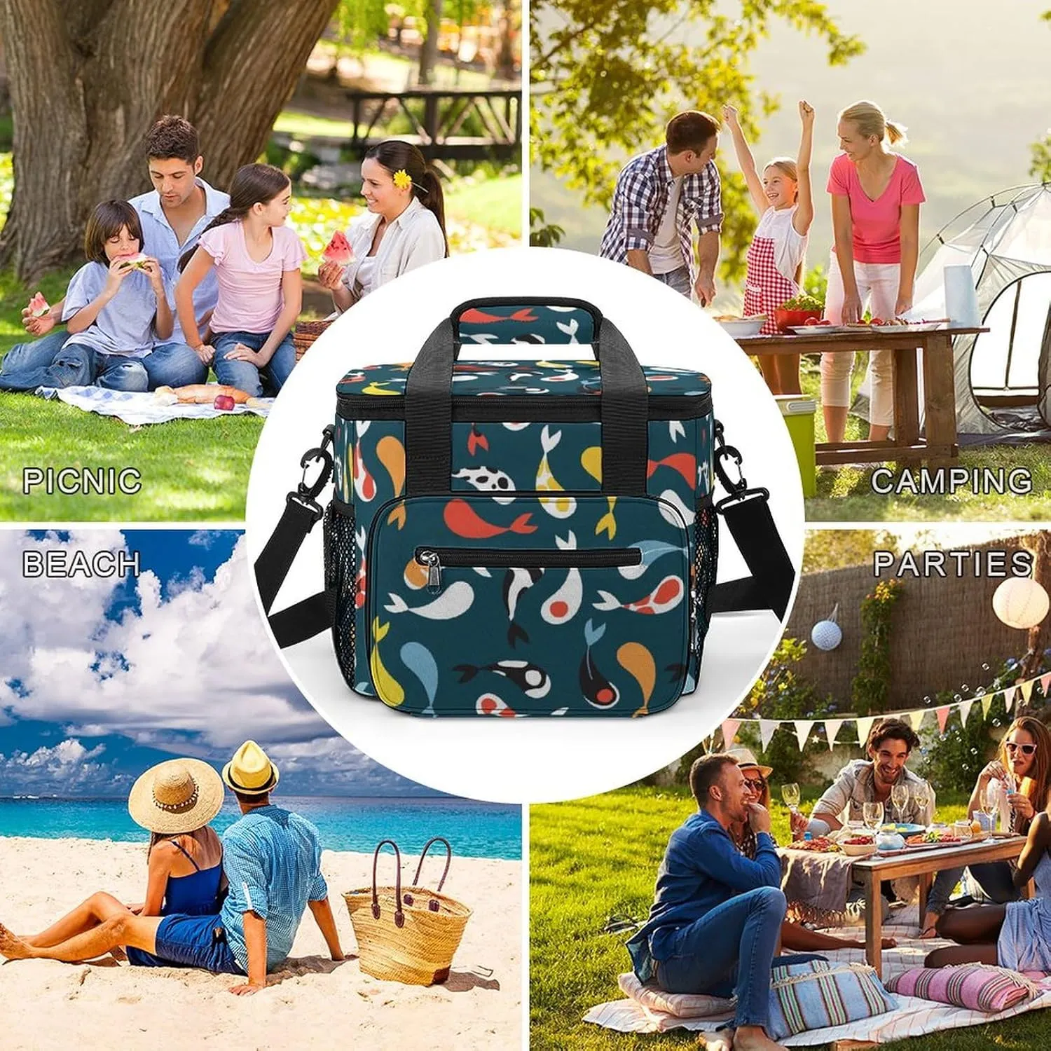 22.5L Waterproof Soft Cooler BagInsulated Lunch Box for Camping Fishing Beach Road Trips