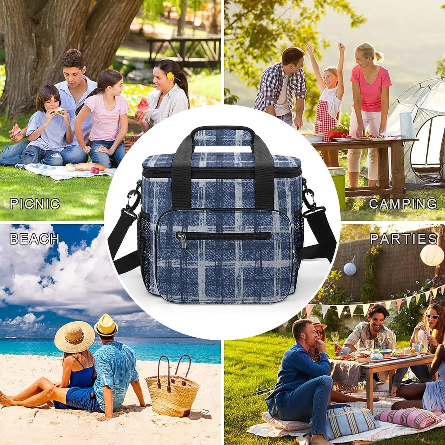 22.5L Waterproof Soft Cooler BagInsulated Lunch Box for Camping Fishing Beach Road Trips