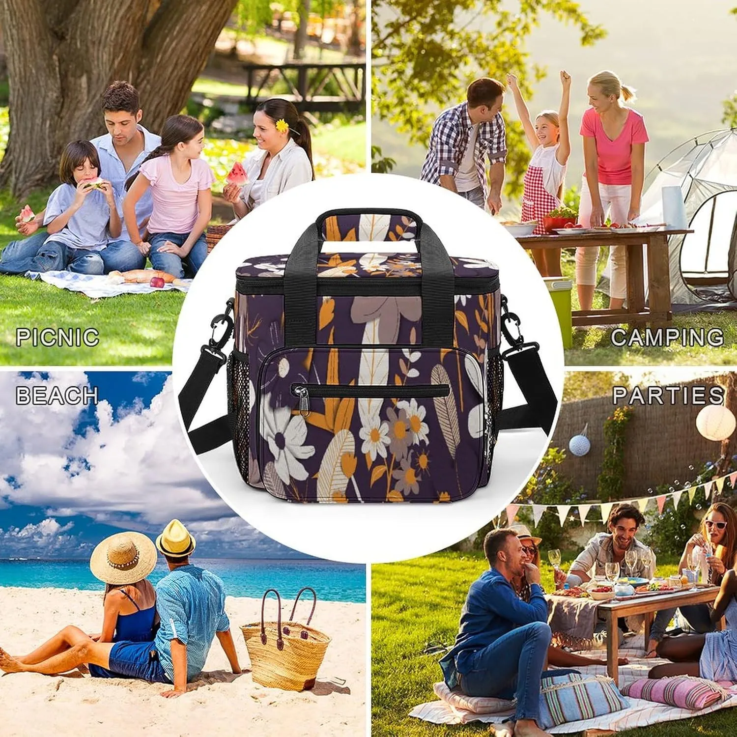 22.5L Waterproof Soft Cooler BagInsulated Lunch Box for Camping Fishing Beach Road Trips