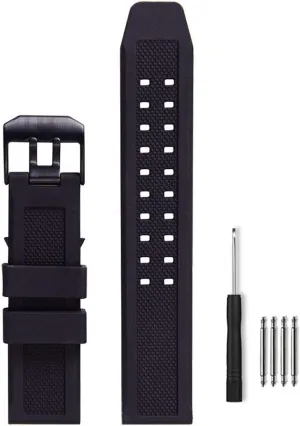 23mm Rubber Watch Strap Fits 3050 8800 3950 Series Silicone Replacement Band with Black/Silver Buckle Waterproof