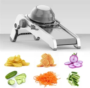 24 in 1 Stainless Steel Mandoline Slicer, Mandoline Grater, Mandoline Chopper, Cutter, Julienne Slicer, Vegetable Cutter for Salad, Cheese, Potato Chips, Fruit (Grey)