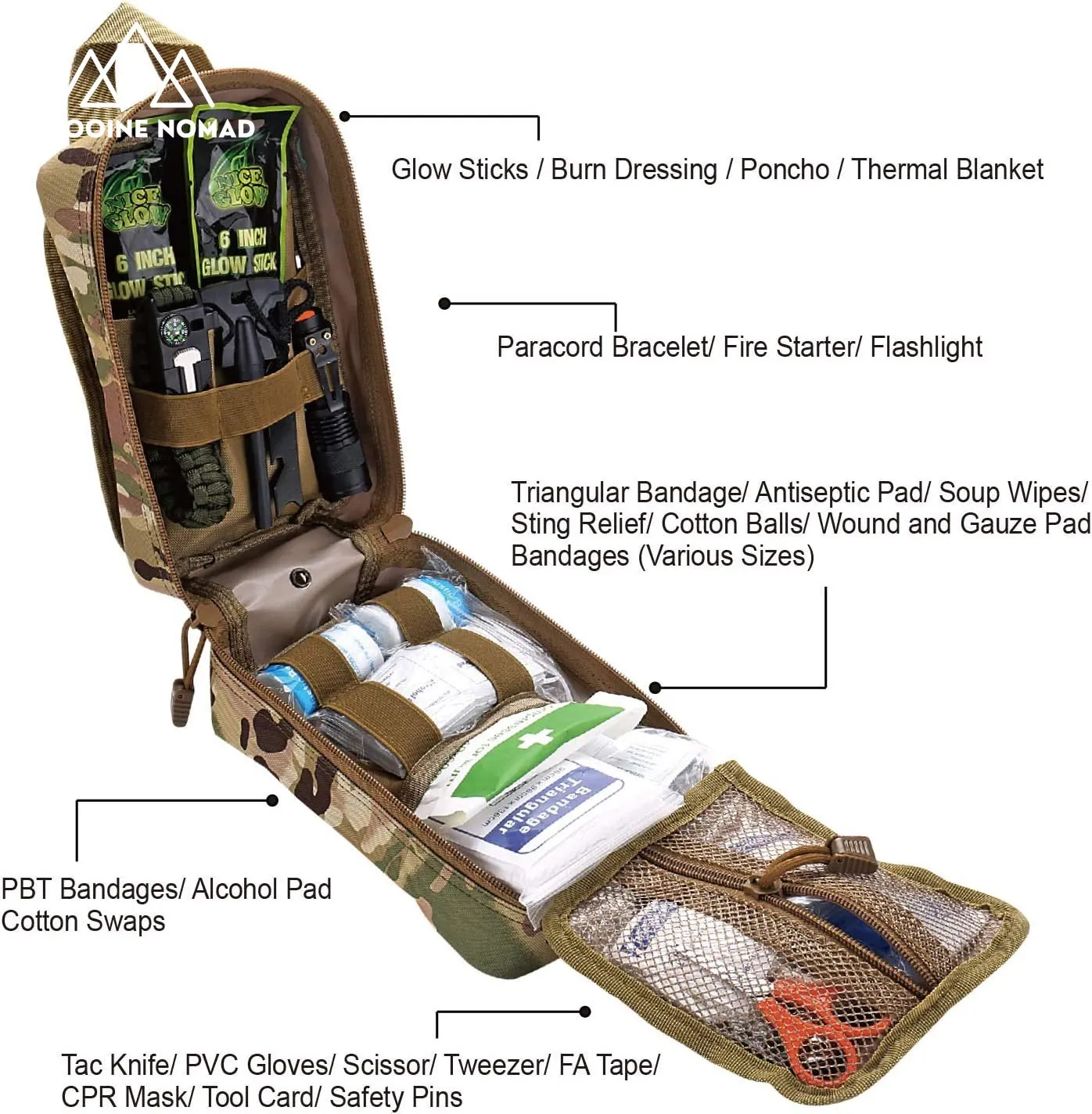 250-Piece Survival First Aid Kit with Molle Pouch for Outdoors