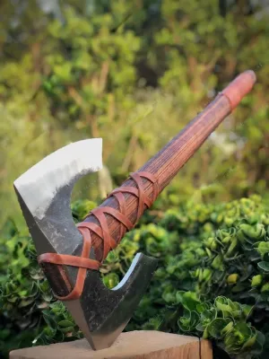 28 inches Length || Double Head Axe || Viking Axe || Carbon Steel Blade || Wood Handle || Historical Norse Axe || Engraved Viking Axe || Display Piece || with Wooden Box.