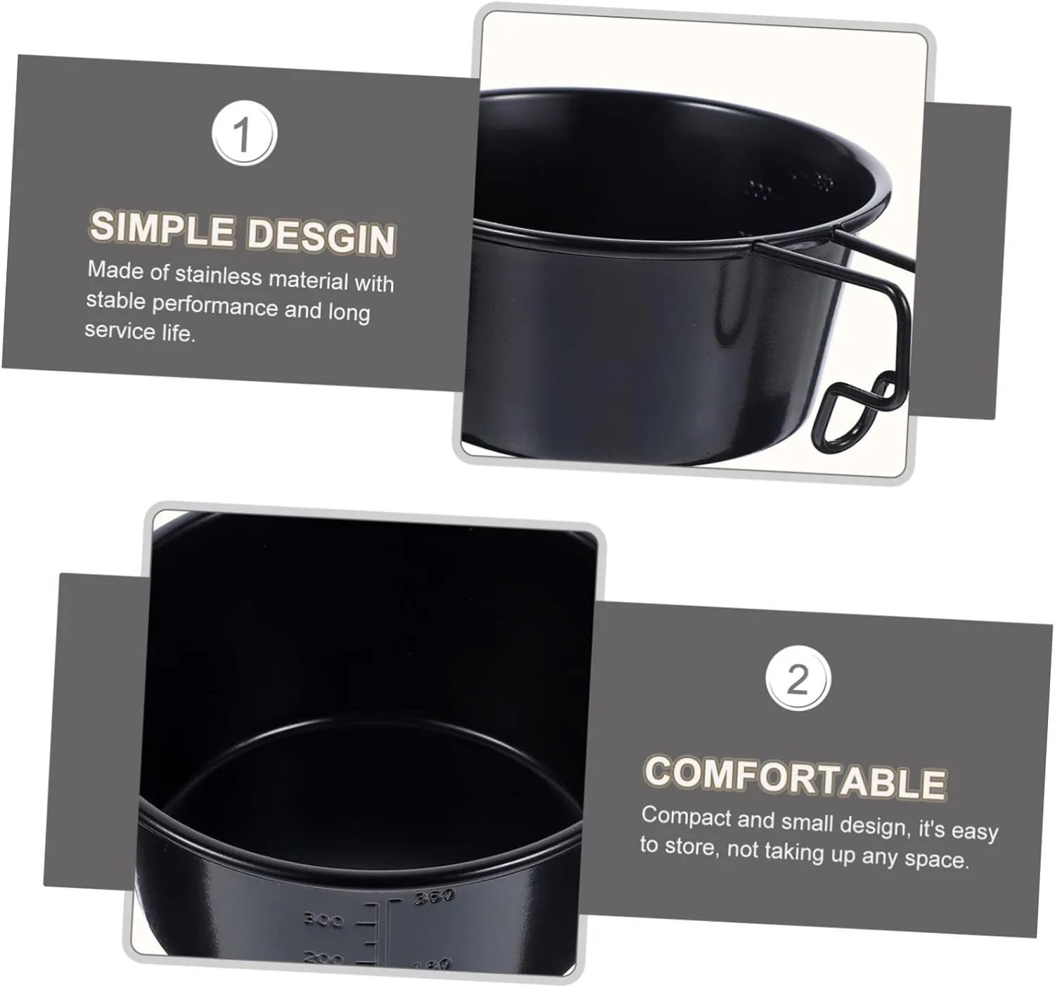 2pcs Outdoor Stainless Steel Soup Bowls Collapsible Camping Cooking Bowls Measuring Storage Easy to Clean and Carry