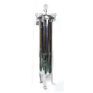 2" NPT Bag Filter Housing, 304 Stainless Steel Sock Filter #2 Bag Filtering Equipment Industrial High-Pressure Filtration System Heavy Duty Solid-Liquid Separation Tool (30-40t/h Flow Rate)