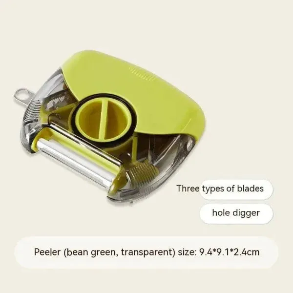 3-in-1 Peeler Multi-Functional Kitchen Tool with Stainless Steel Cutter