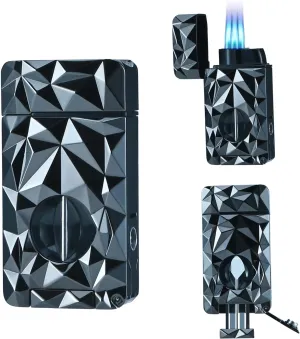 3 Jet Flame Torch Lighter,Torch Lighter with Built-in Cutter v Cut Punch Holder,Torch lighters Butane refillable,lighters Torch