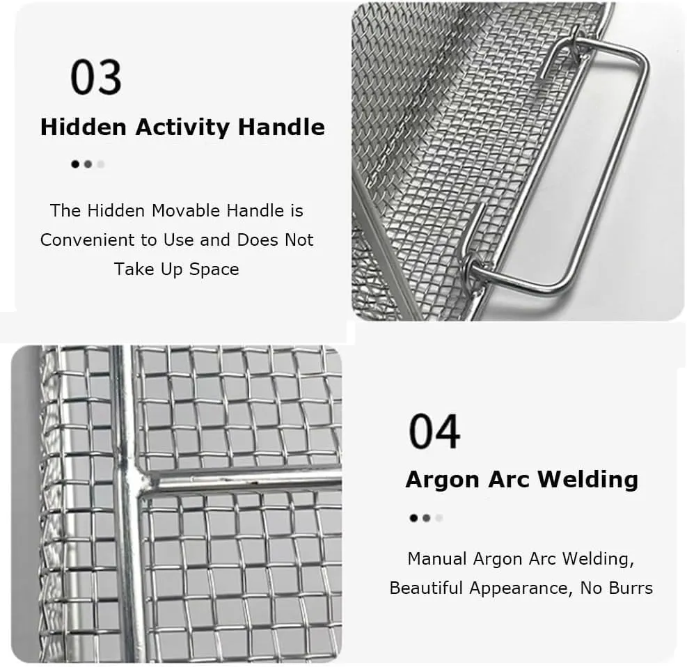 304 Stainless Steel Mesh Perforated Basket Sterilization,Medical Instrument Sterilization Tray,for Sterilization,Ultrasonic Cleaning,Laboratory,Dental(35x25x7cm/13.8x9.8x2.8in)