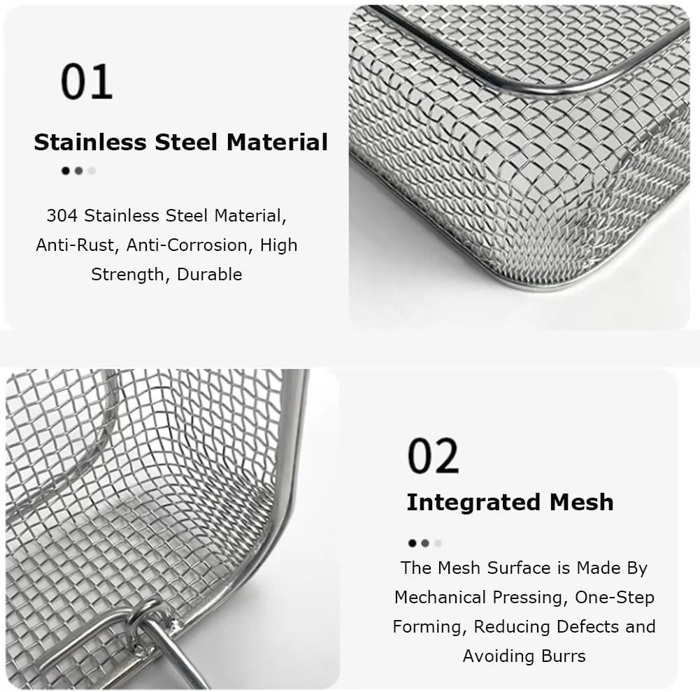 304 Stainless Steel Mesh Perforated Basket Sterilization,Medical Instrument Sterilization Tray,for Sterilization,Ultrasonic Cleaning,Laboratory,Dental(35x25x7cm/13.8x9.8x2.8in)