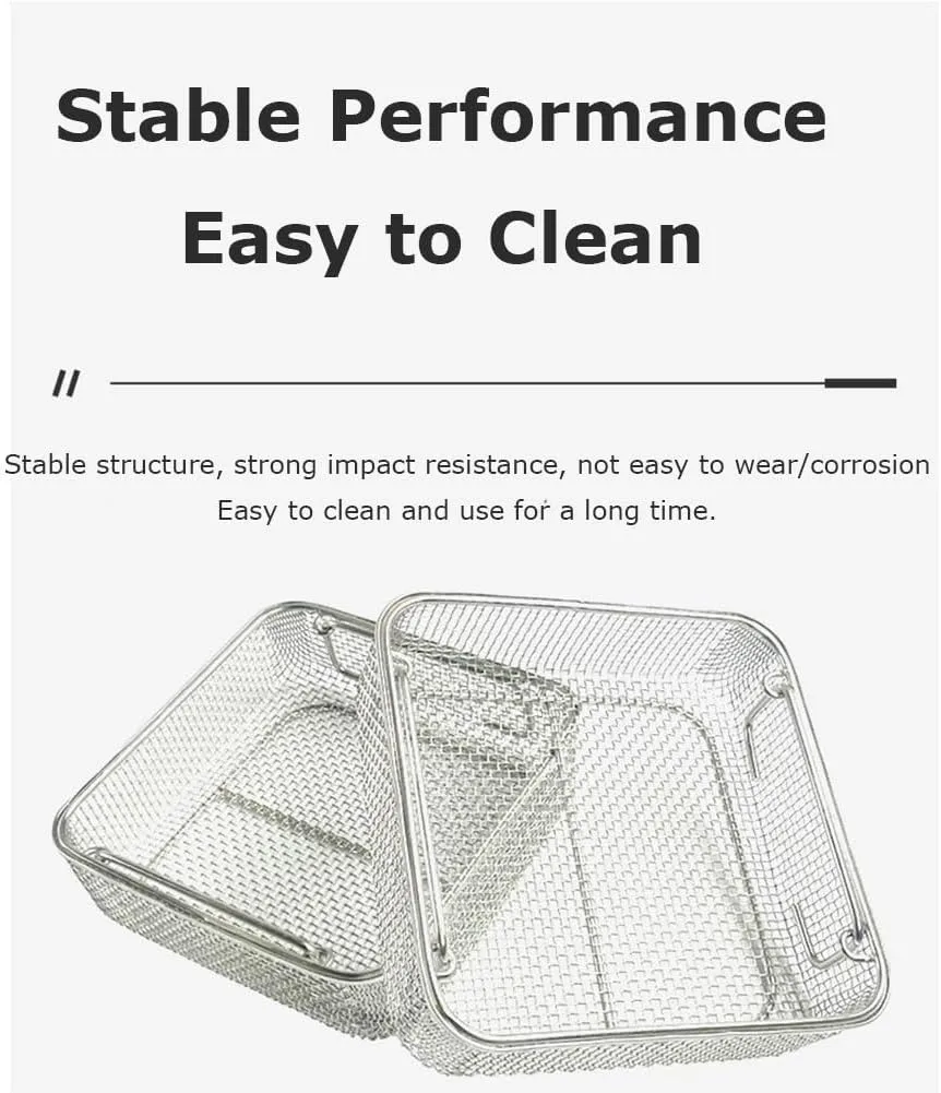 304 Stainless Steel Mesh Perforated Basket Sterilization,Medical Instrument Sterilization Tray,for Sterilization,Ultrasonic Cleaning,Laboratory,Dental(35x25x7cm/13.8x9.8x2.8in)