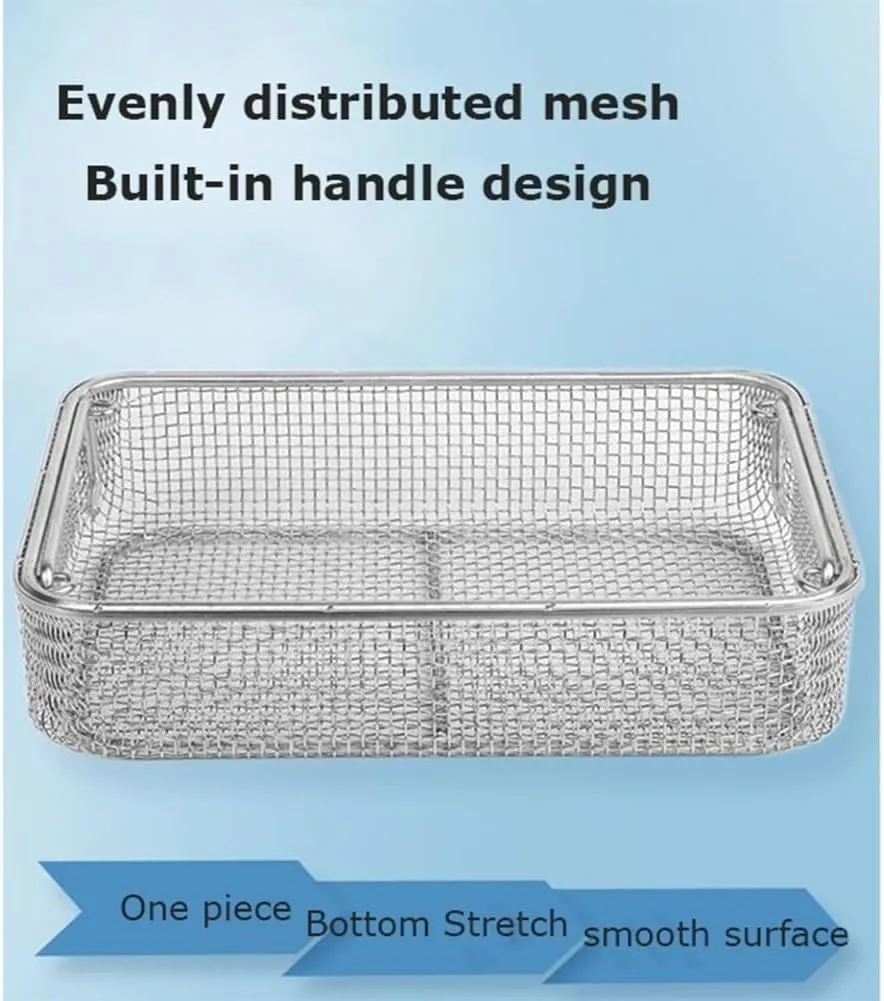 304 Stainless Steel Mesh Perforated Basket Sterilization,Medical Instrument Sterilization Tray,for Sterilization,Ultrasonic Cleaning,Laboratory,Dental(35x25x7cm/13.8x9.8x2.8in)