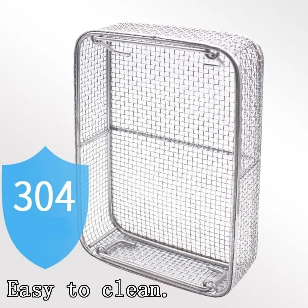 304 Stainless Steel Mesh Perforated Basket Sterilization,Medical Instrument Sterilization Tray,for Sterilization,Ultrasonic Cleaning,Laboratory,Dental(35x25x7cm/13.8x9.8x2.8in)