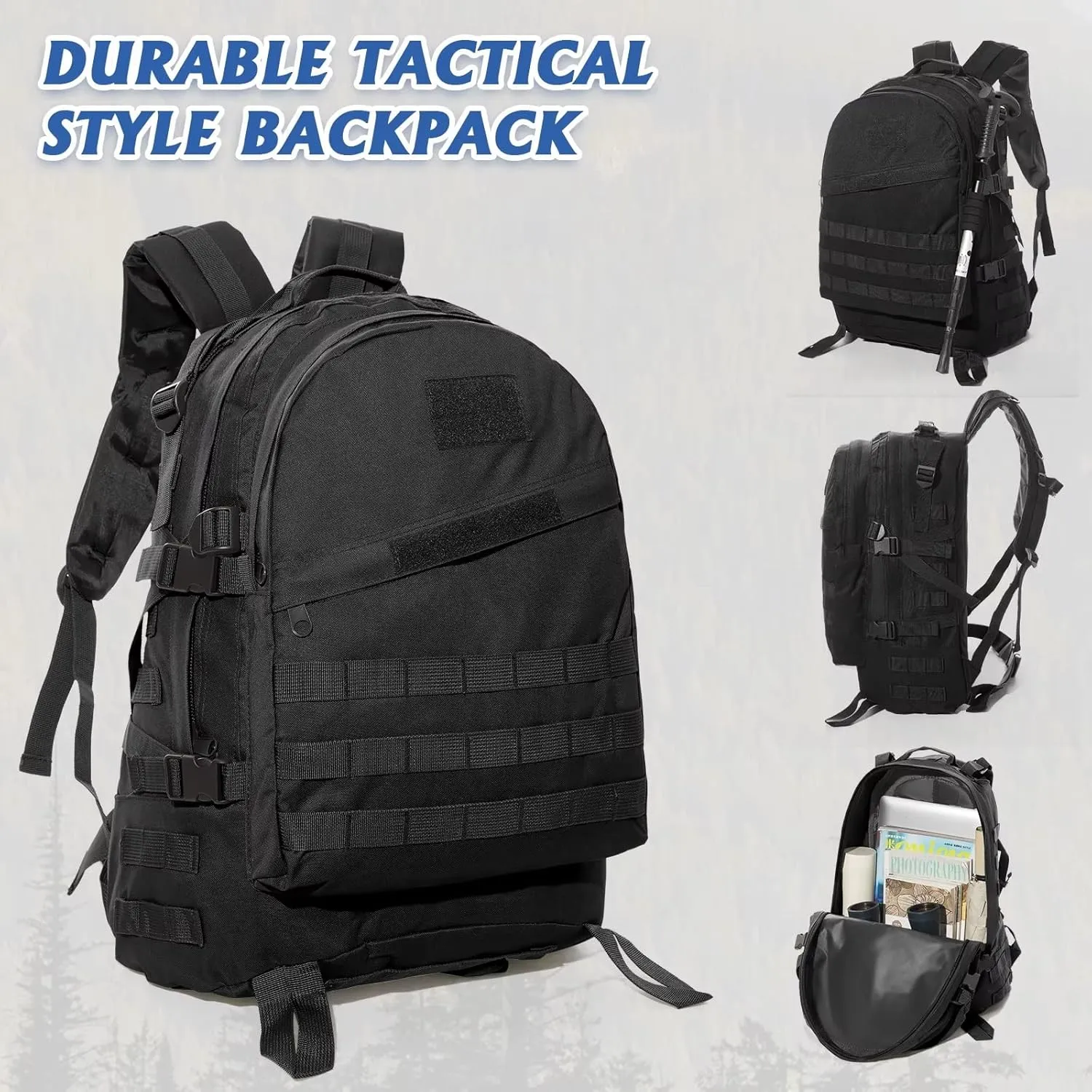 30L Bug Out Backpack for Men, Survival Go Bag for Essential Items, Supplies, Tools Necessity Kits in Emergencies(Black)